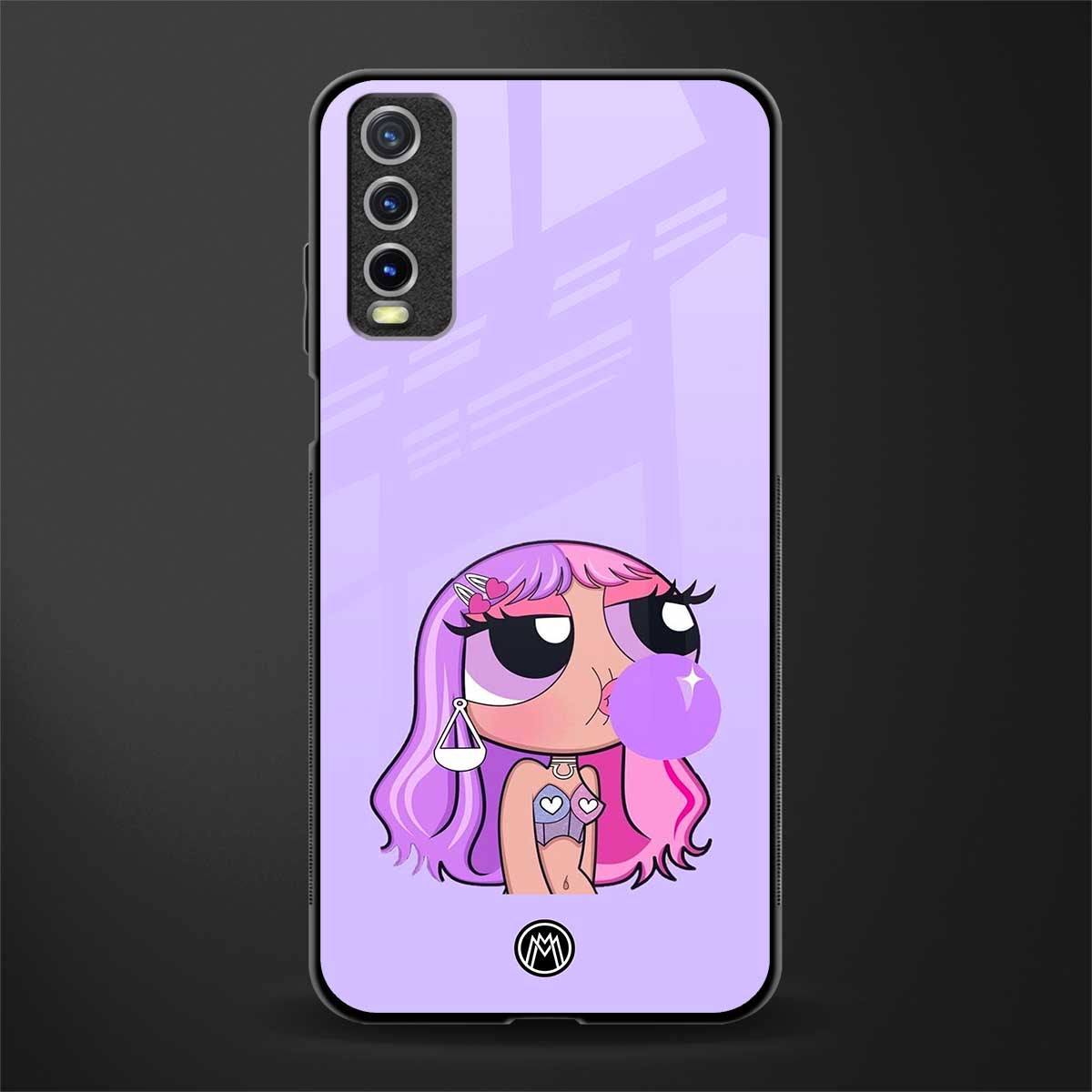 purple chic powerpuff girls glass case for vivo y20 image