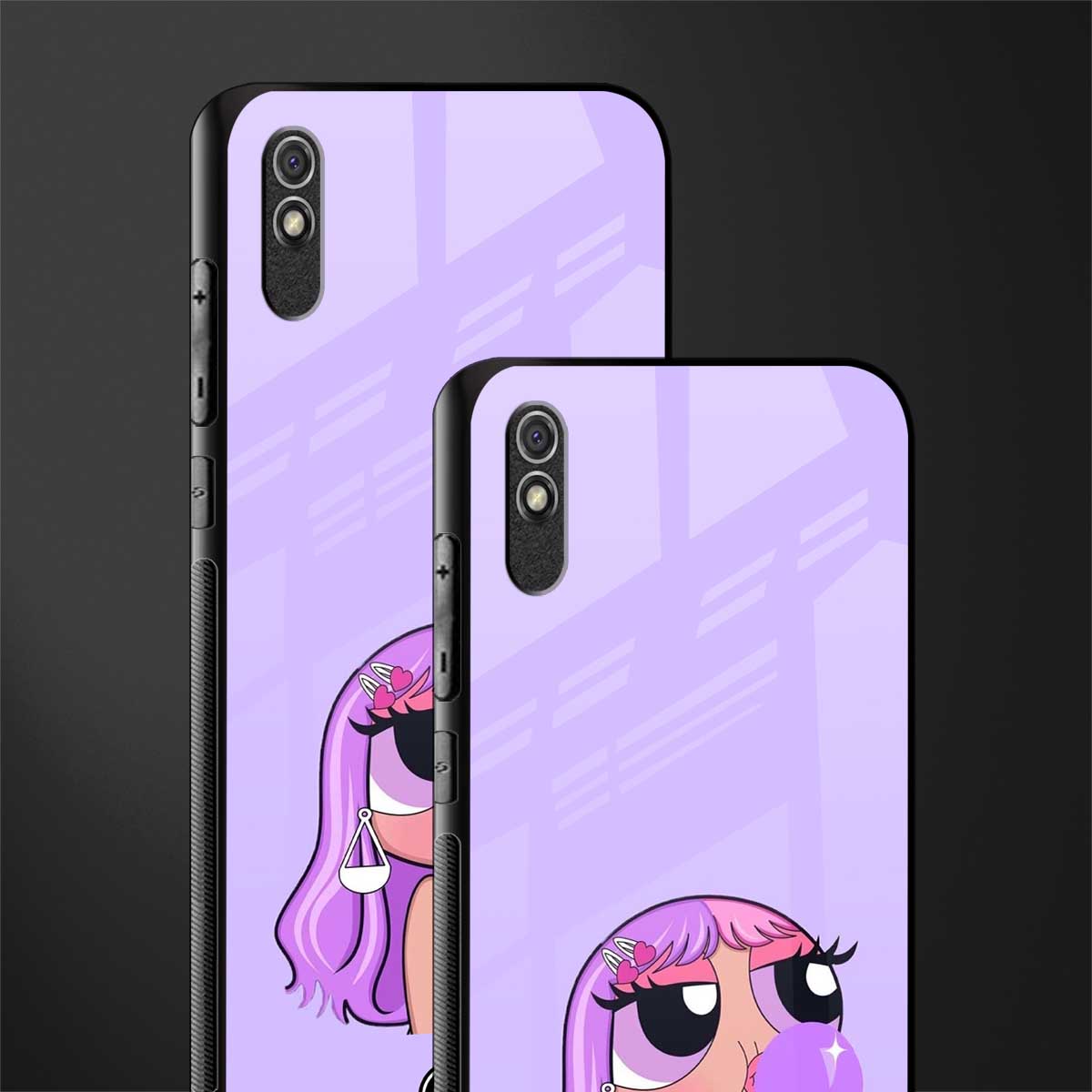 purple chic powerpuff girls glass case for redmi 9i image-2