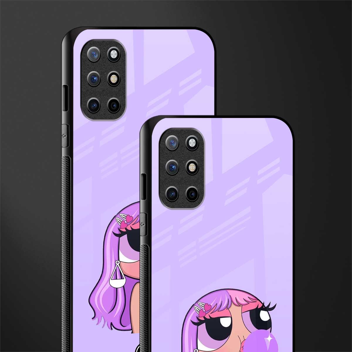 purple chic powerpuff girls glass case for oneplus 8t image-2