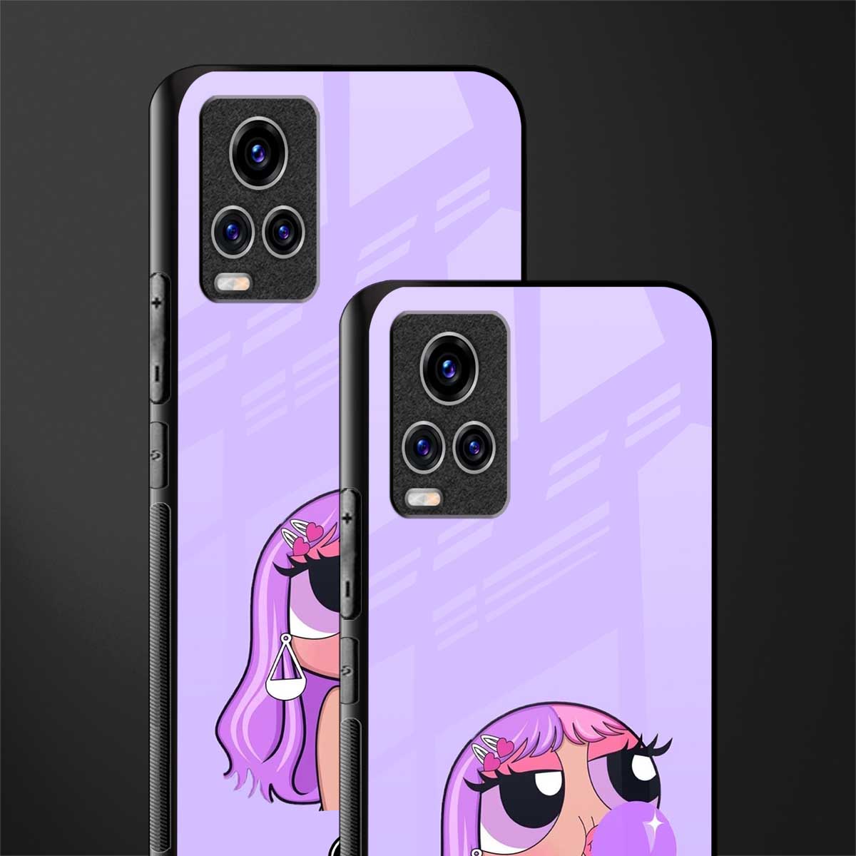 purple chic powerpuff girls glass case for vivo v20 pro image-2