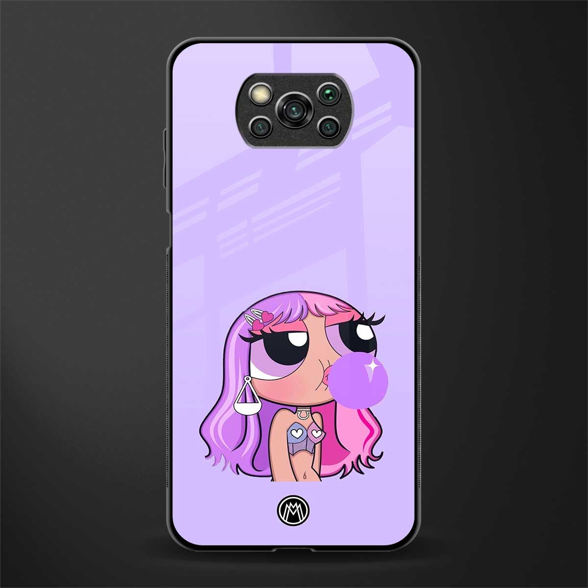 purple chic powerpuff girls glass case for poco x3 image