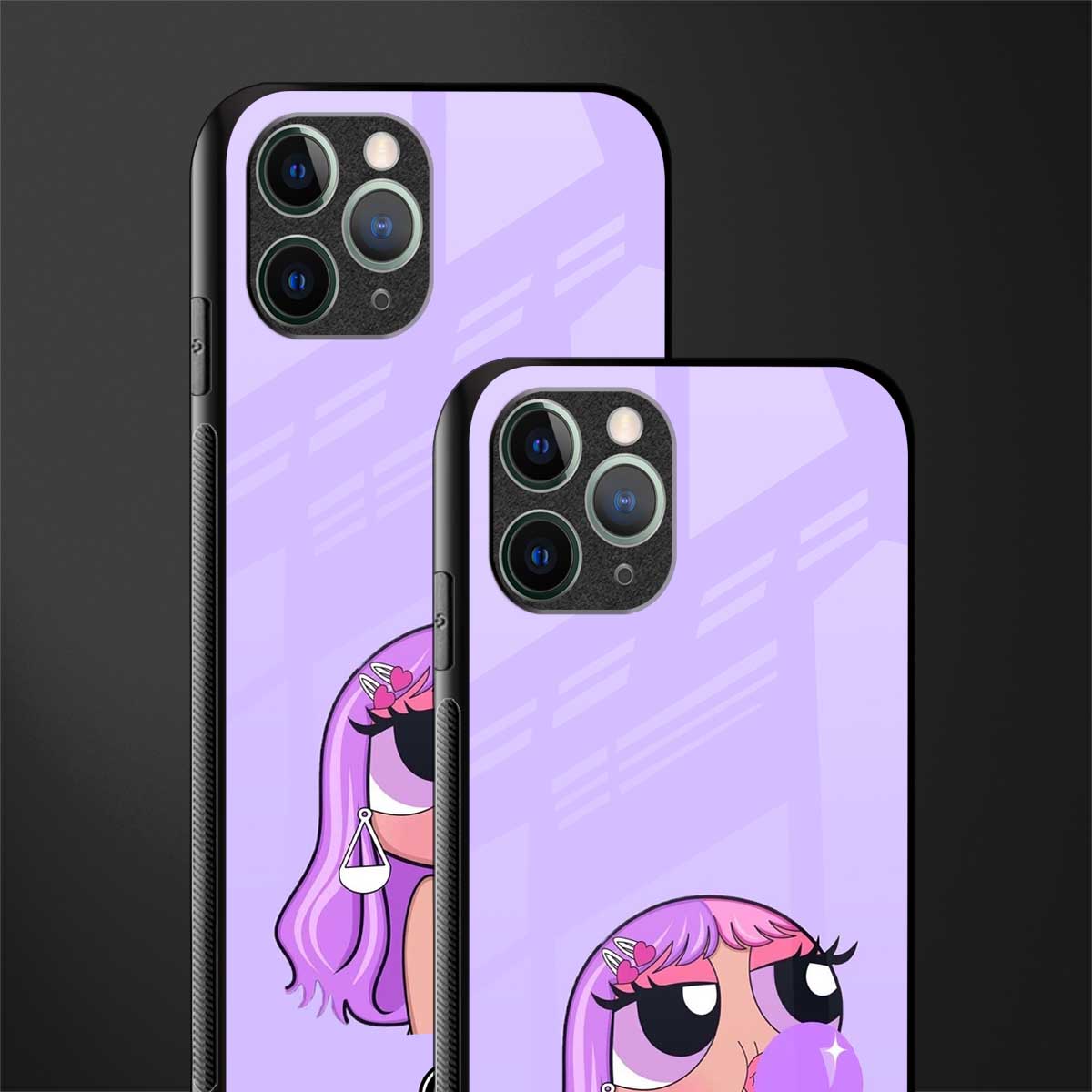 purple chic powerpuff girls glass case for iphone 11 pro image-2