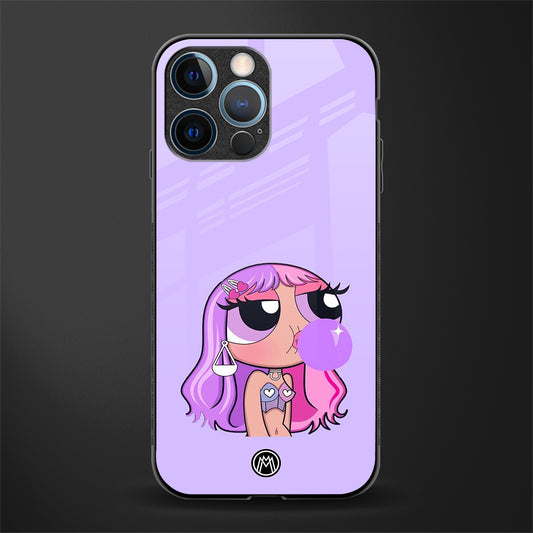 purple chic powerpuff girls glass case for iphone 14 pro image