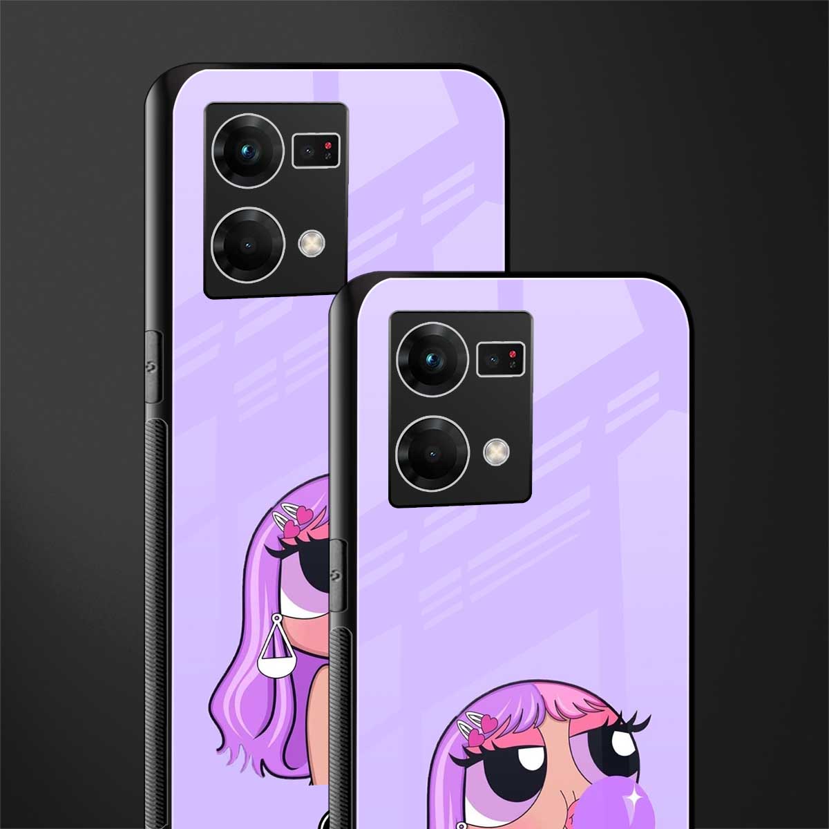 purple chic powerpuff girls back phone cover | glass case for oppo f21 pro 4g