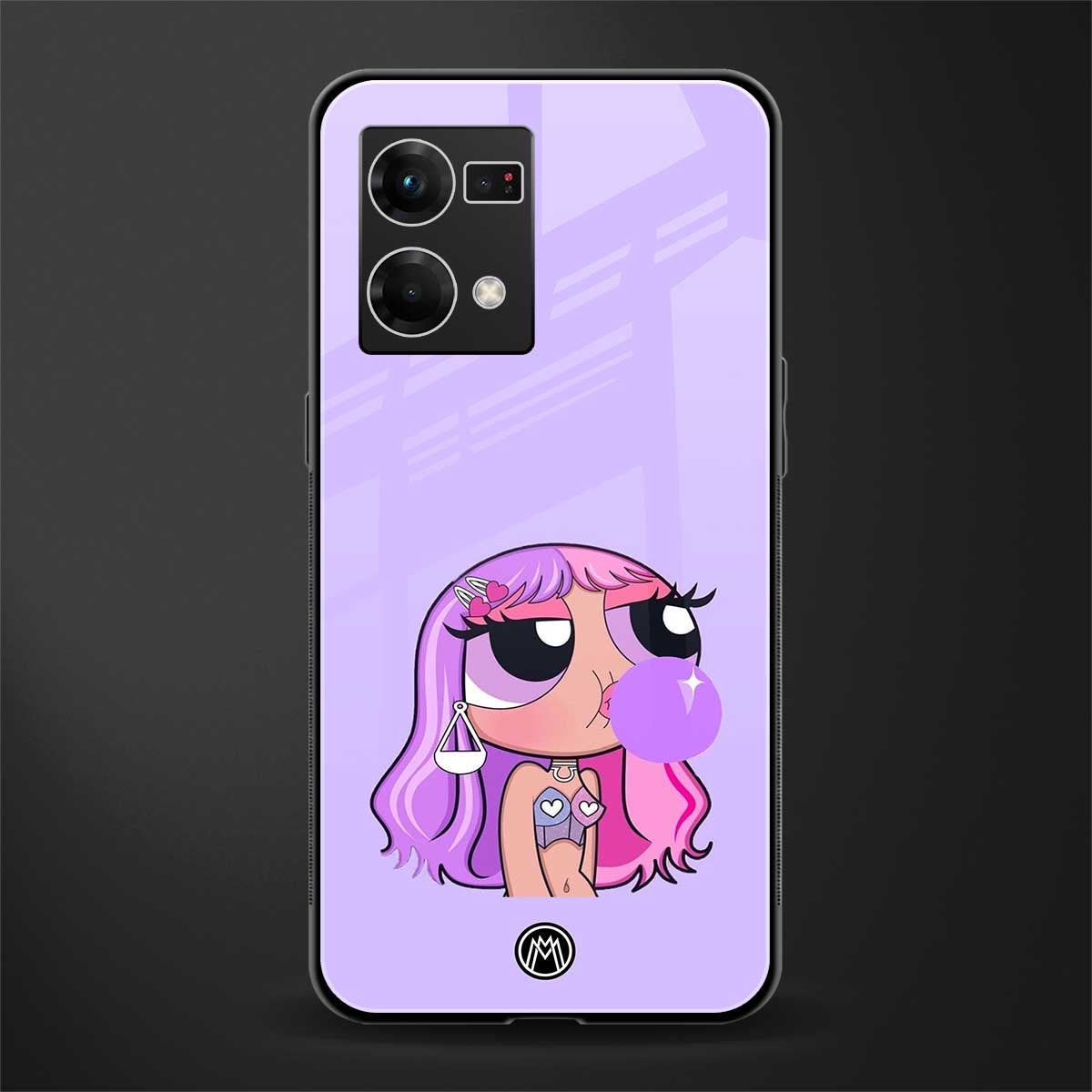 purple chic powerpuff girls back phone cover | glass case for oppo f21 pro 4g
