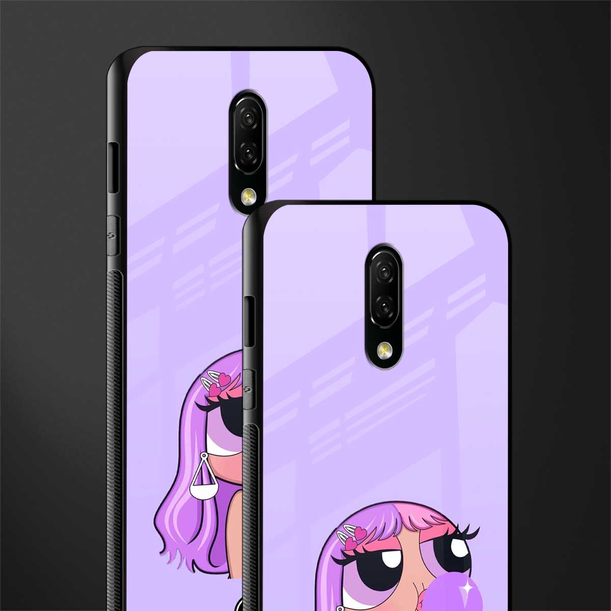 purple chic powerpuff girls glass case for oneplus 7 image-2