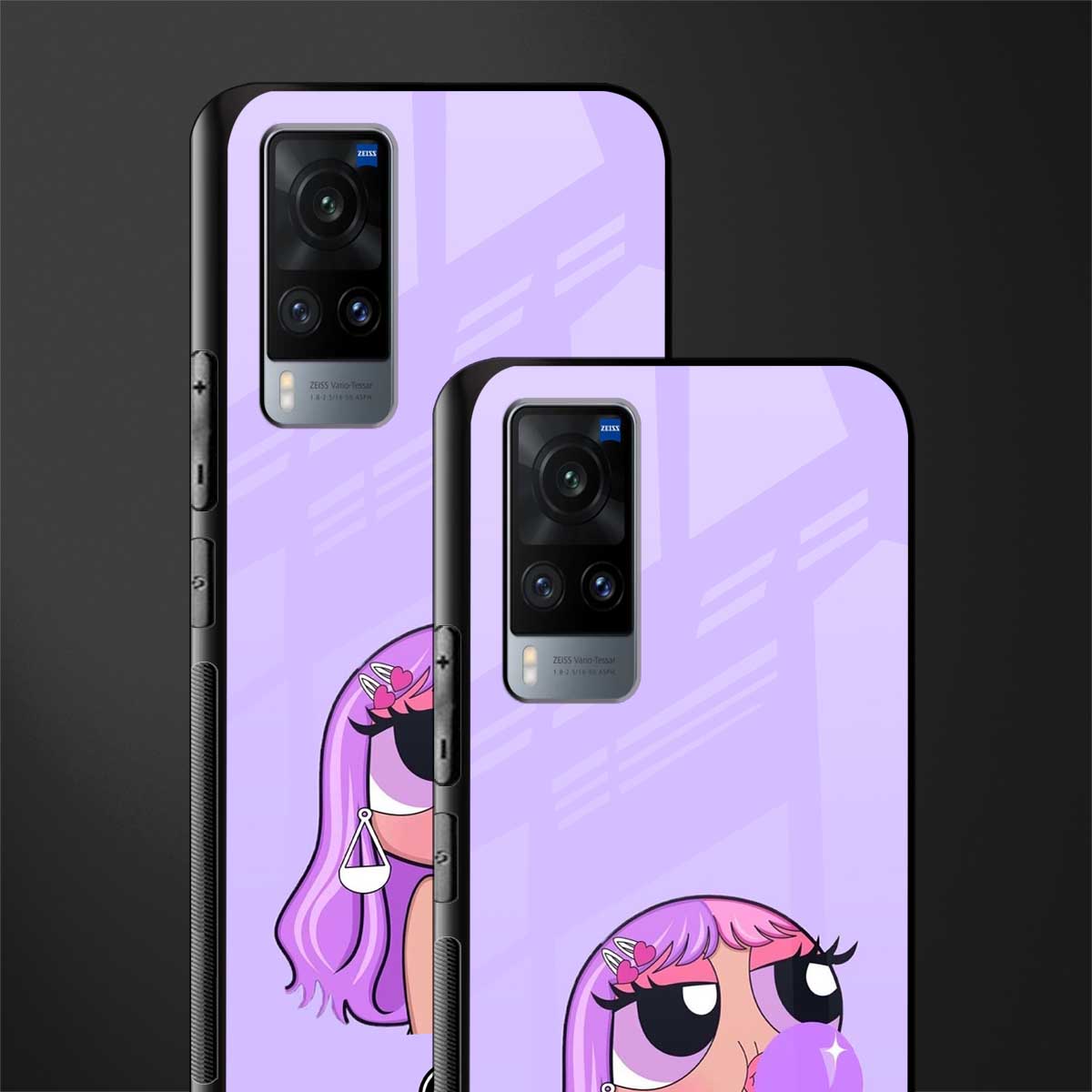 purple chic powerpuff girls glass case for vivo x60 image-2