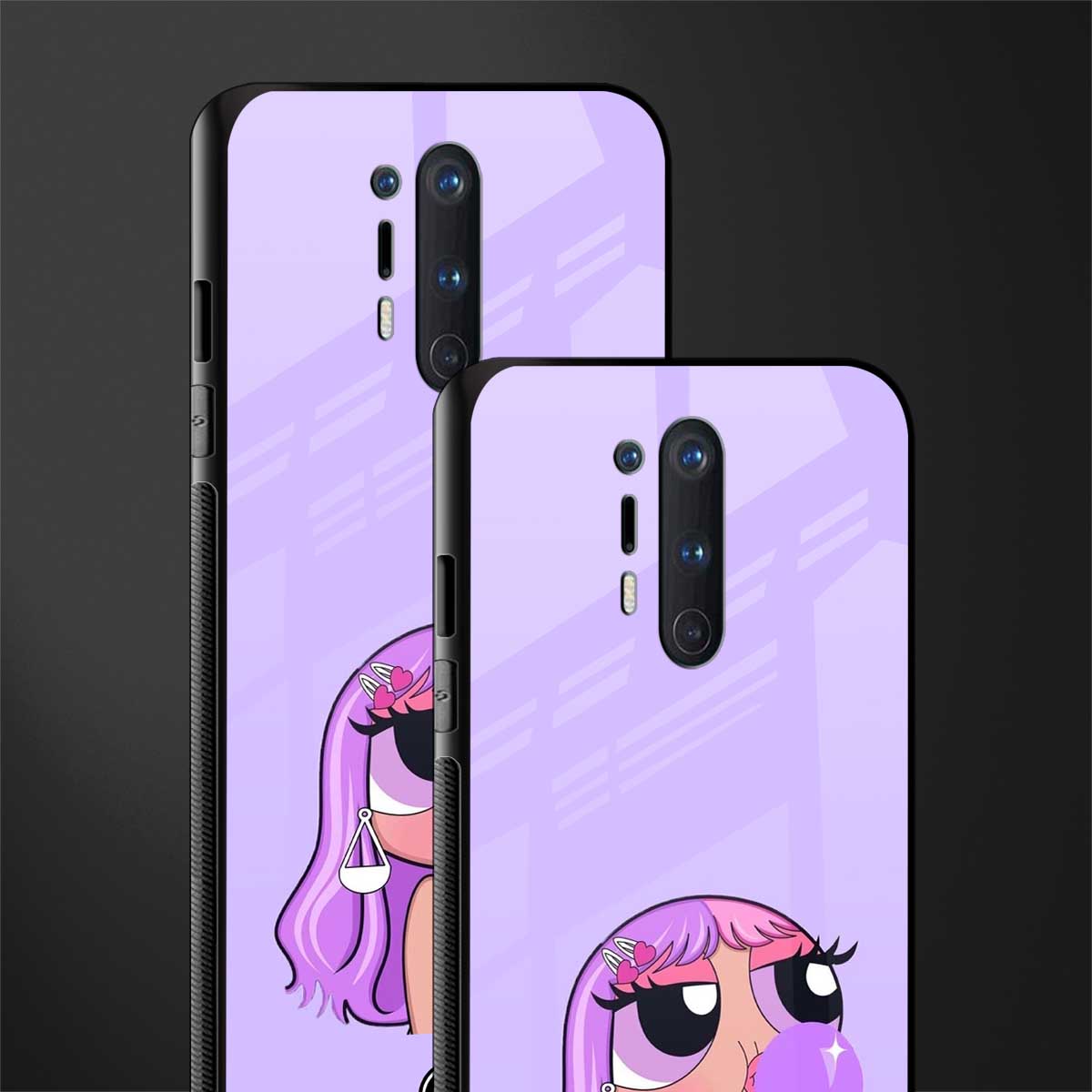 purple chic powerpuff girls glass case for oneplus 8 pro image-2