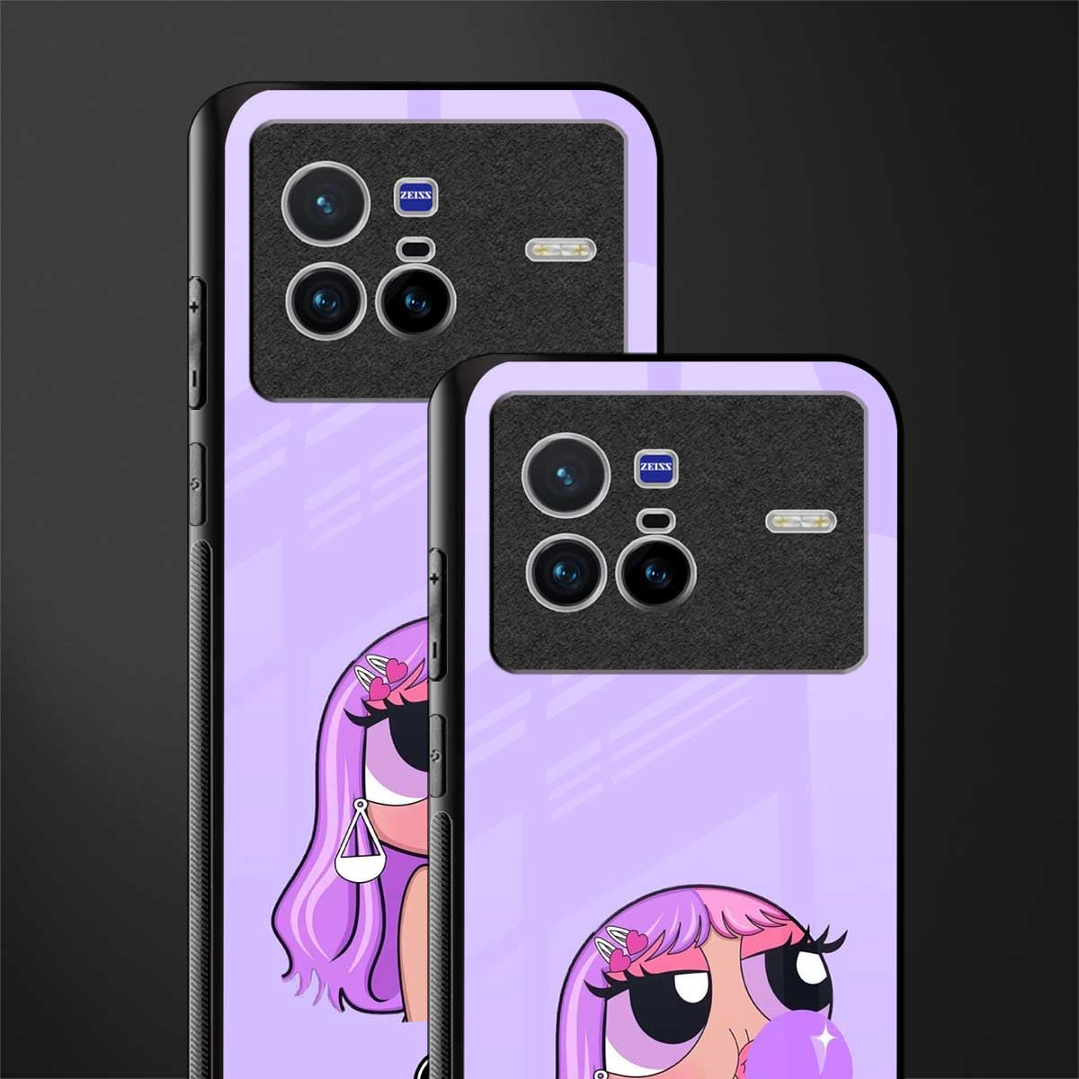 purple chic powerpuff girls glass case for vivo x80 image-2
