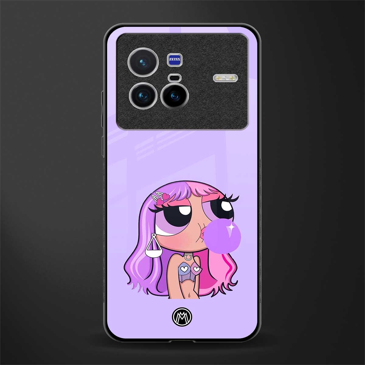 purple chic powerpuff girls glass case for vivo x80 image