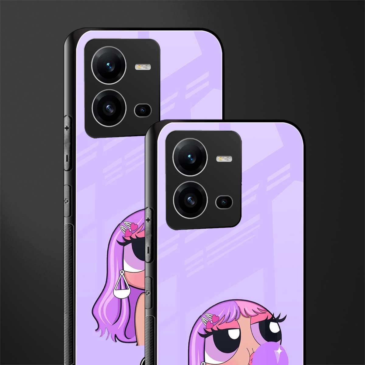purple chic powerpuff girls back phone cover | glass case for vivo v25-5g