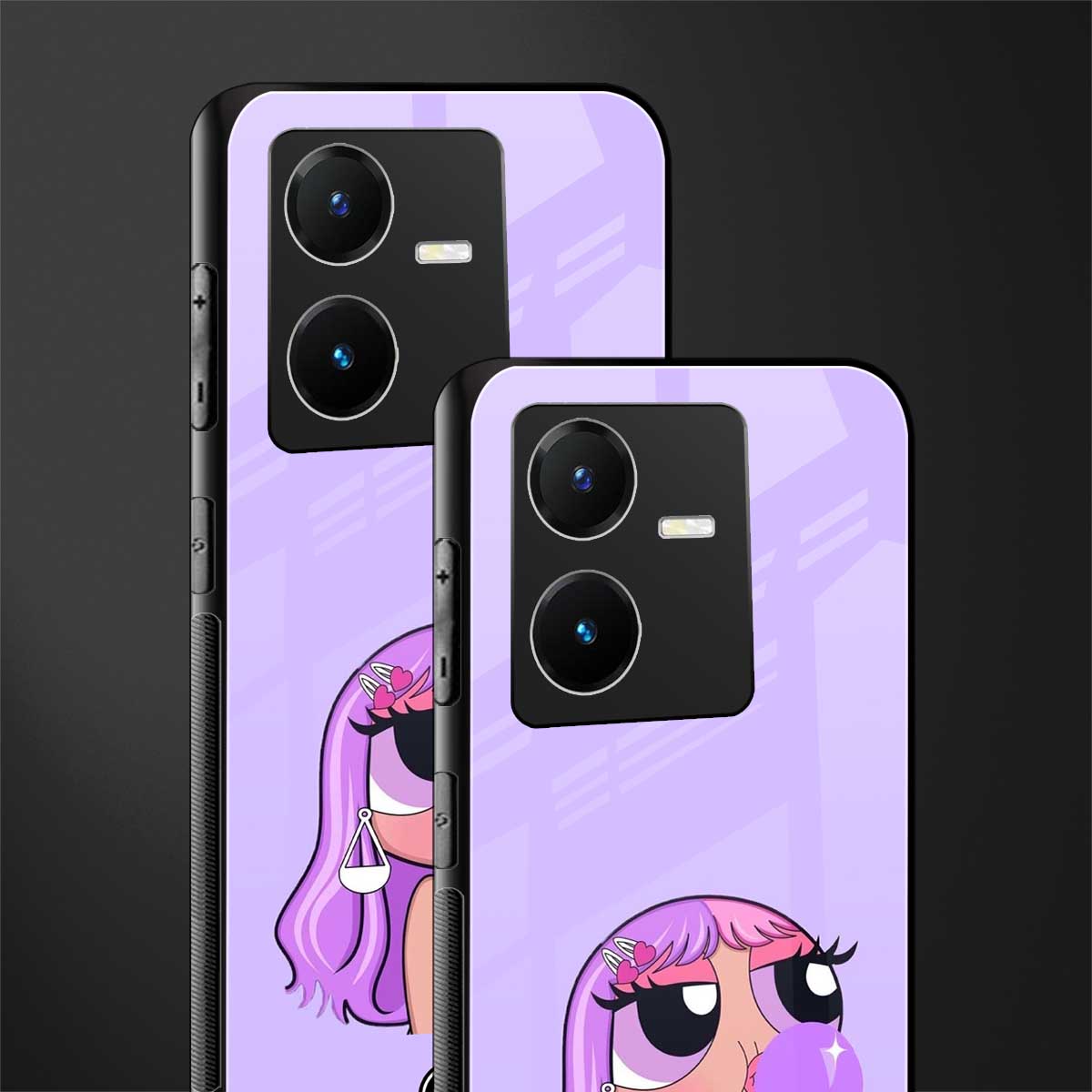 purple chic powerpuff girls back phone cover | glass case for vivo y22