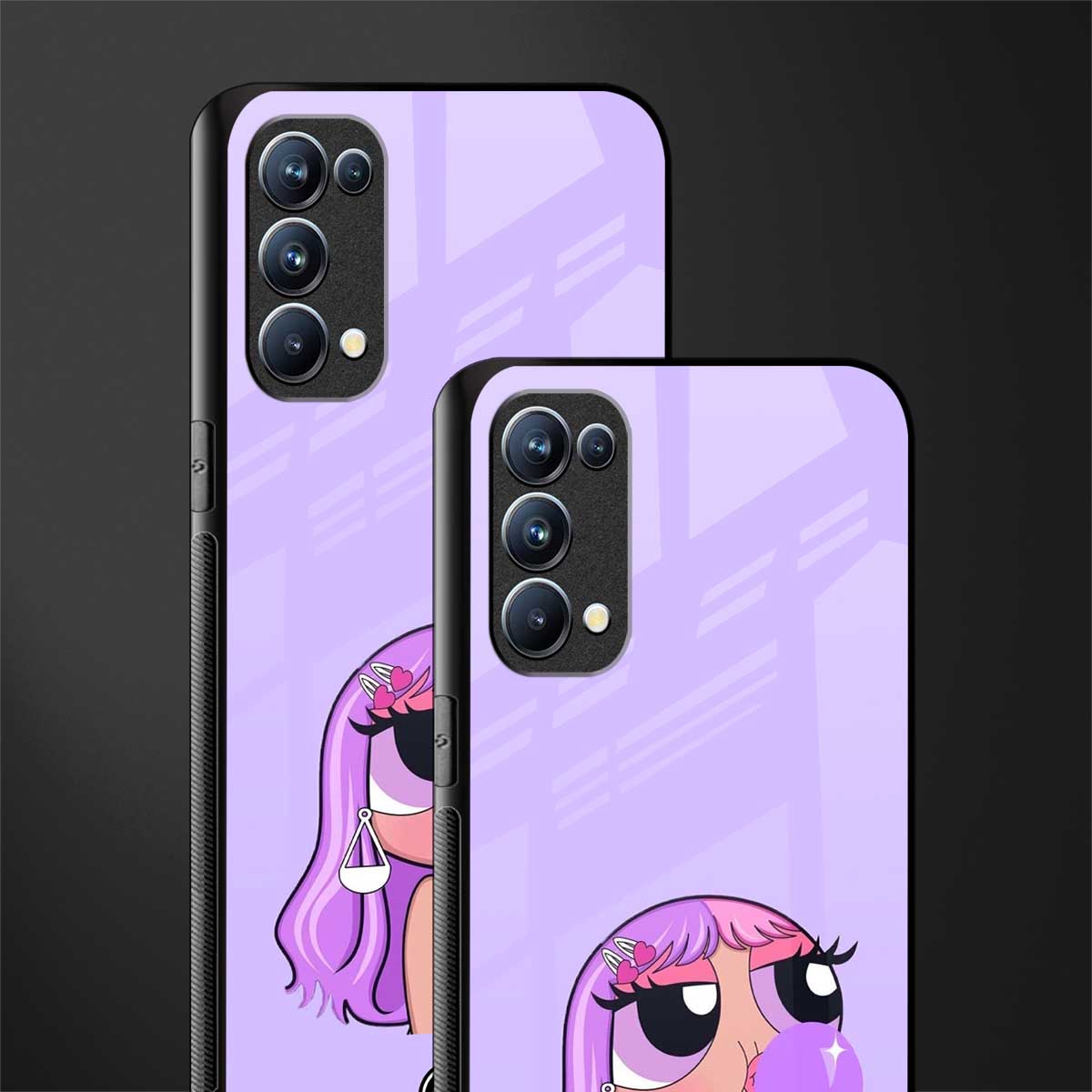 purple chic powerpuff girls back phone cover | glass case for oppo reno 5