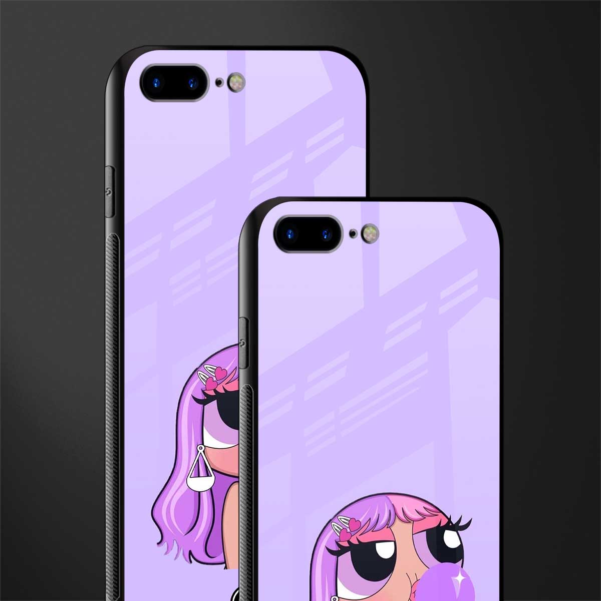 purple chic powerpuff girls glass case for iphone 7 plus image-2