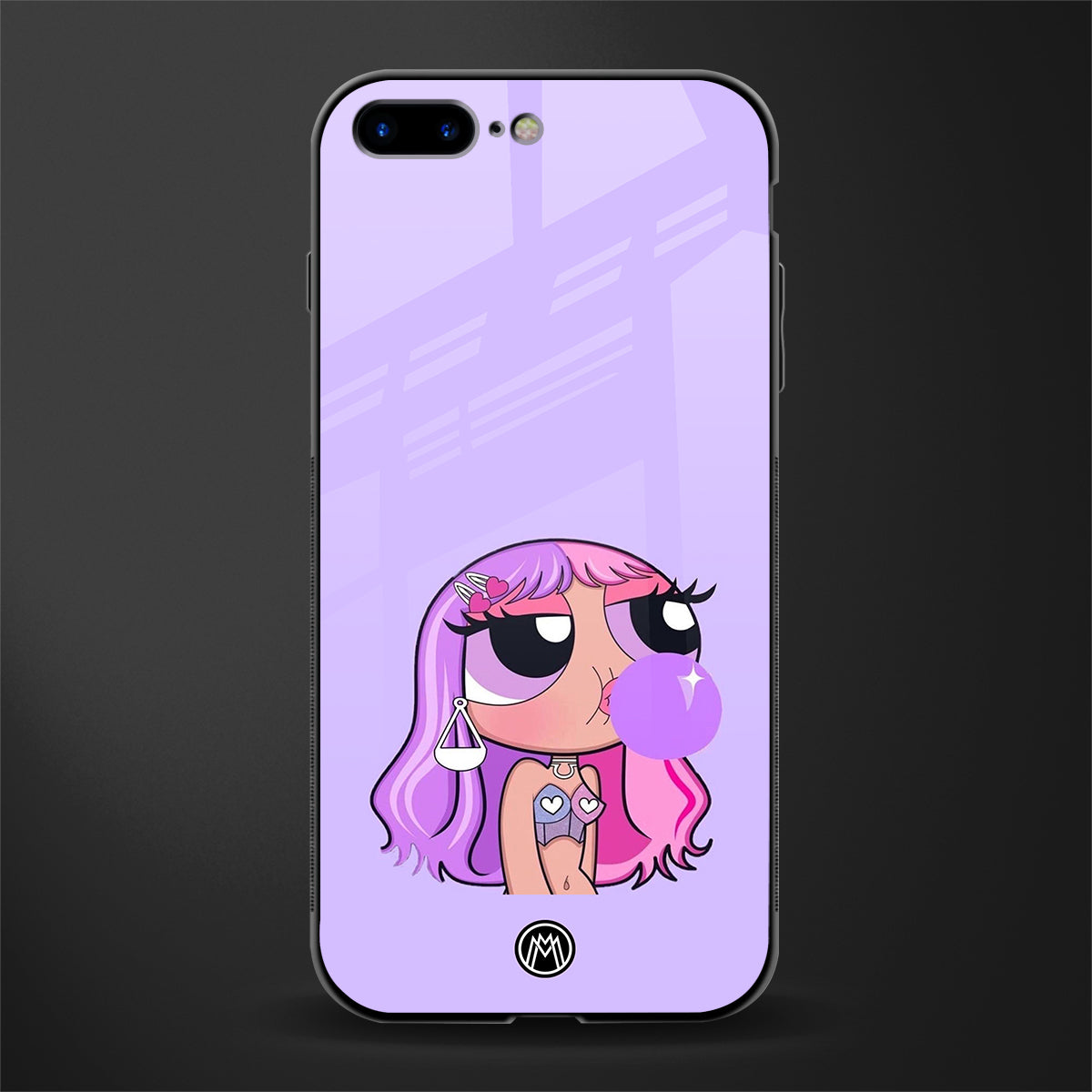 purple chic powerpuff girls glass case for iphone 7 plus image