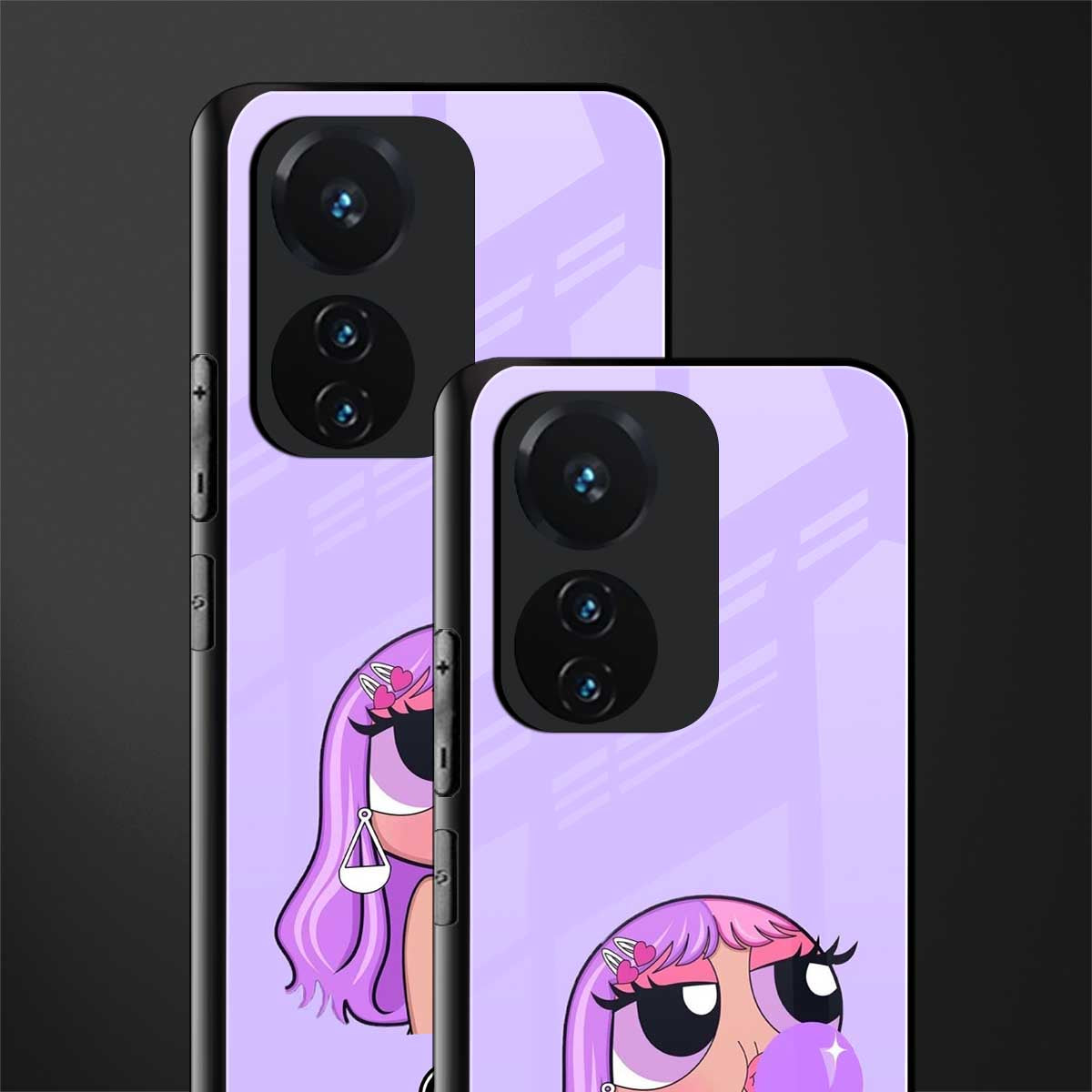 purple chic powerpuff girls back phone cover | glass case for vivo t1 44w 4g