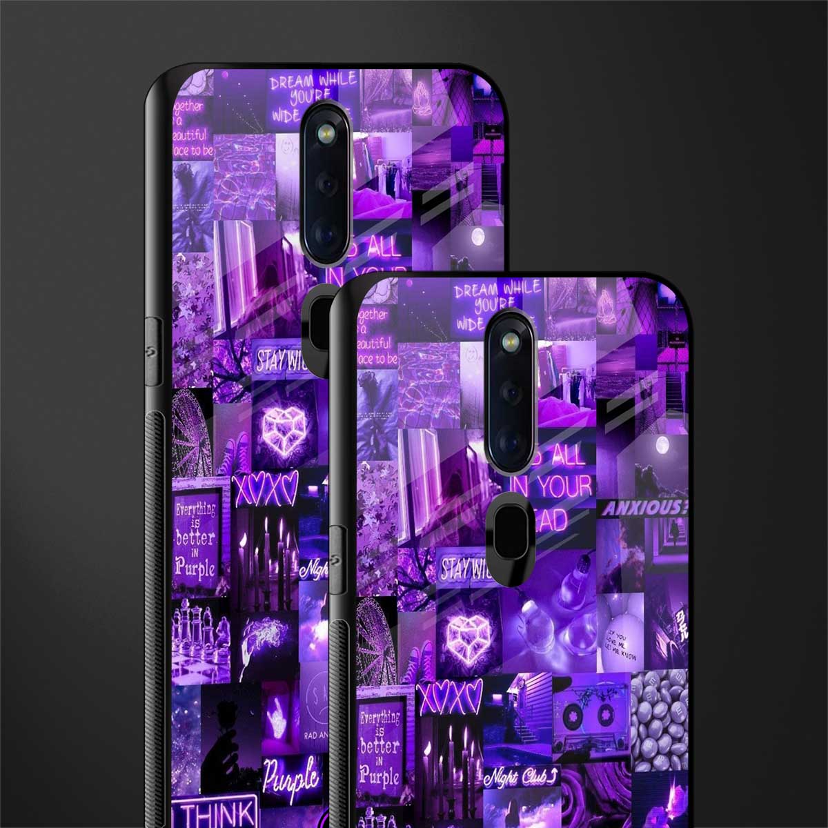 purple collage aesthetic glass case for oppo f11 pro image-2