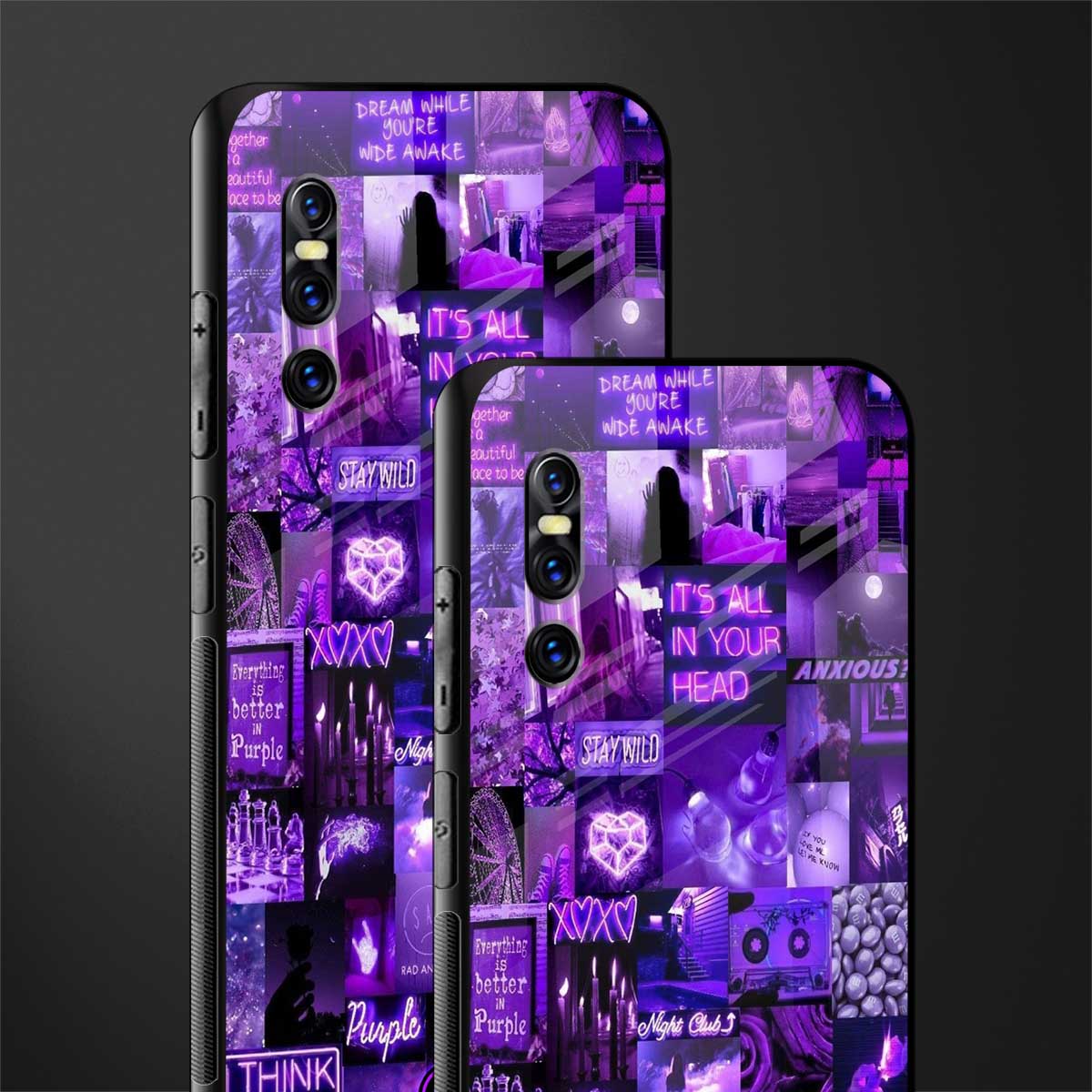 purple collage aesthetic glass case for vivo v15 pro image-2