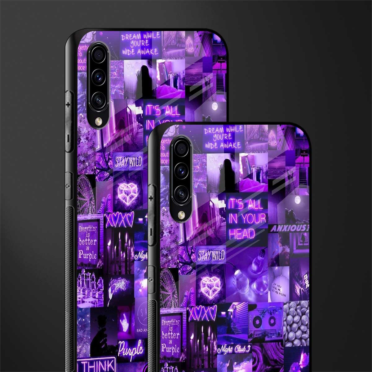 purple collage aesthetic glass case for samsung galaxy a30s image-2