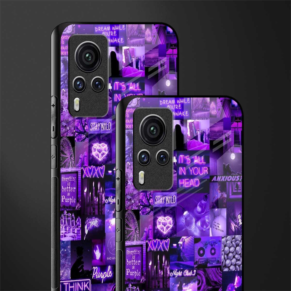 purple collage aesthetic glass case for vivo x60 pro image-2