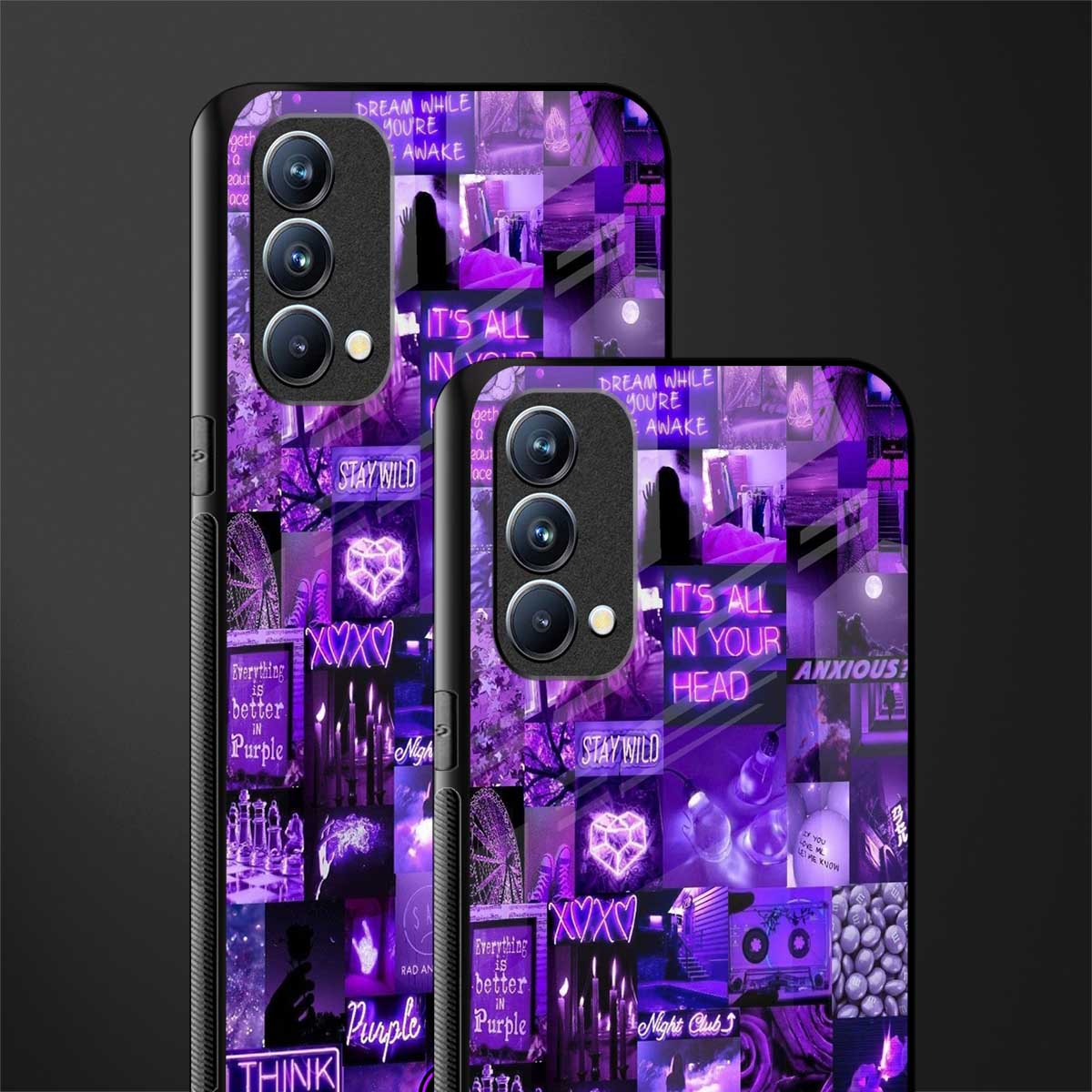 purple collage aesthetic glass case for oppo f19 image-2