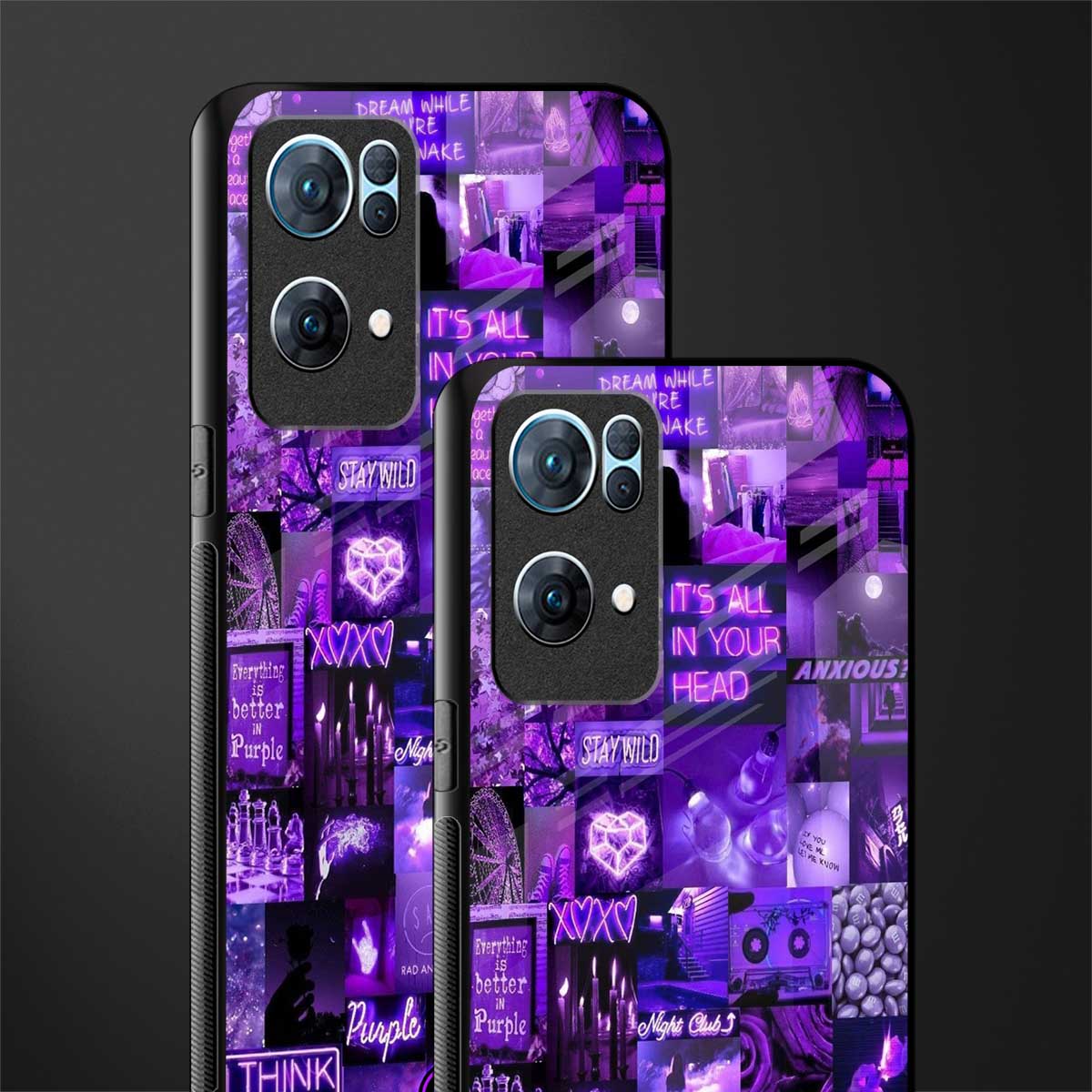 purple collage aesthetic glass case for oppo reno7 pro 5g image-2