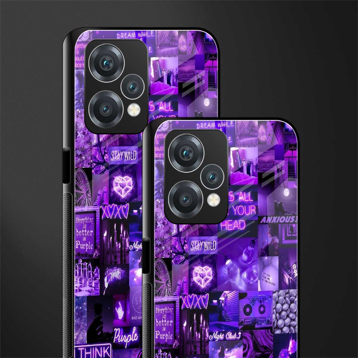 purple collage aesthetic back phone cover | glass case for realme 9 pro 5g
