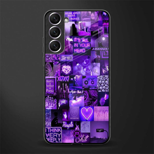 purple collage aesthetic glass case for samsung galaxy s22 plus 5g image