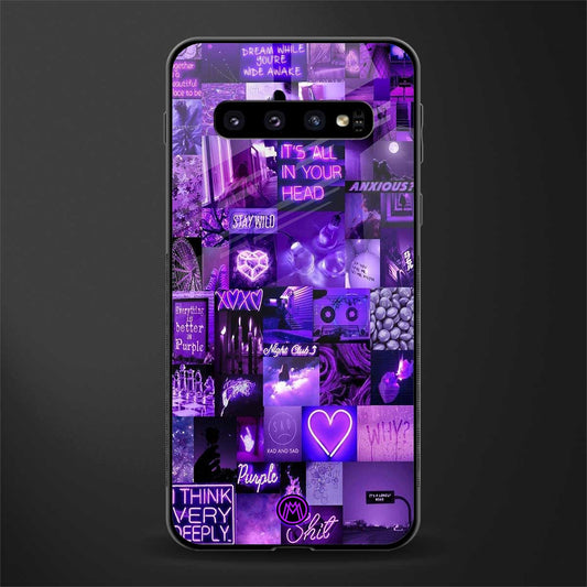 purple collage aesthetic glass case for samsung galaxy s10 plus image