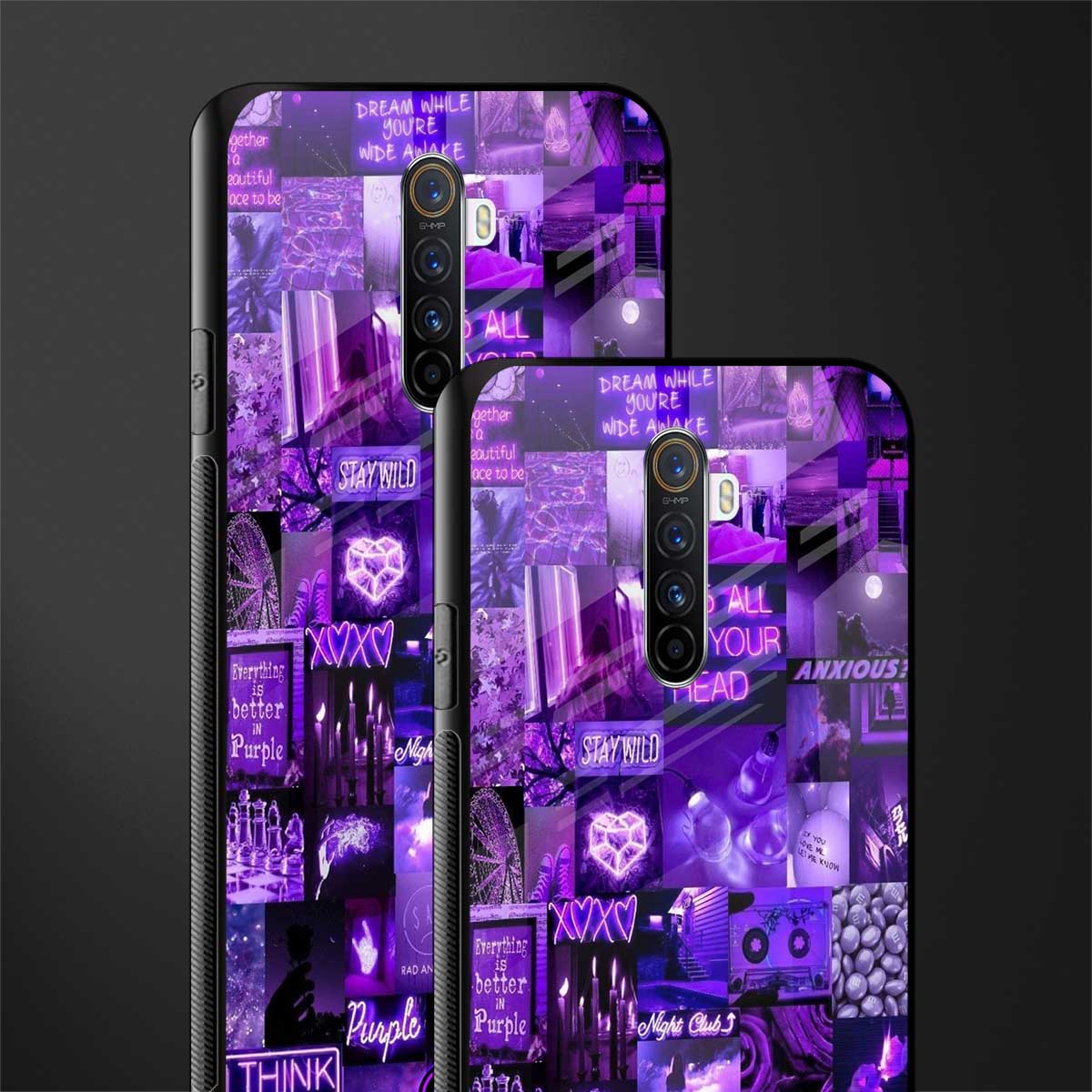purple collage aesthetic glass case for realme x2 pro image-2
