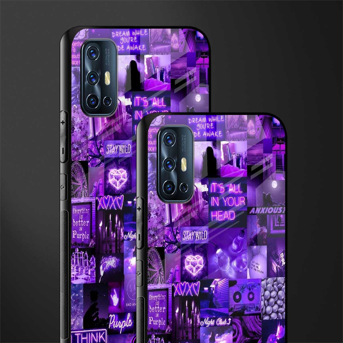purple collage aesthetic glass case for vivo v17 image-2