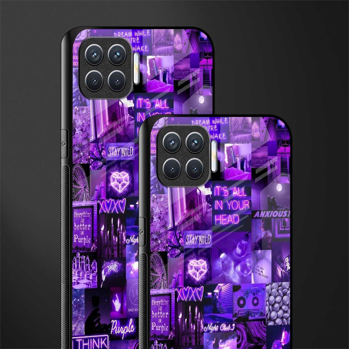 purple collage aesthetic glass case for oppo f17 image-2
