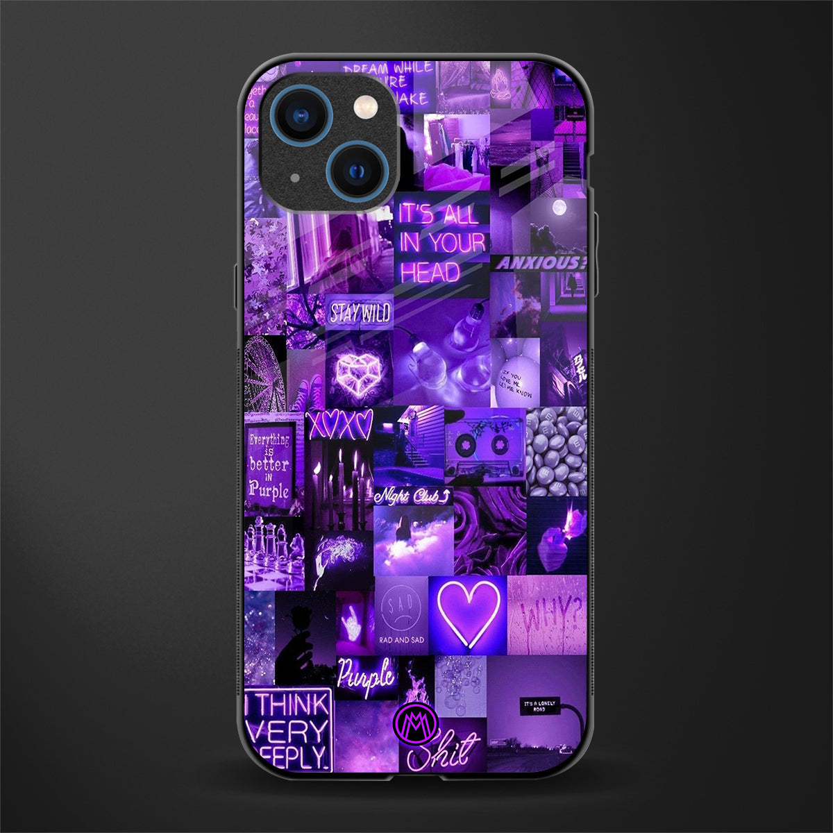 Purple Collage Aesthetic Phone Cover for iPhone 14 Plus Glass