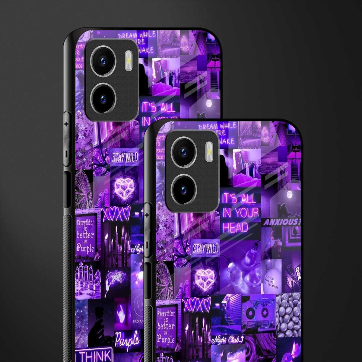 purple collage aesthetic glass case for vivo y15s image-2