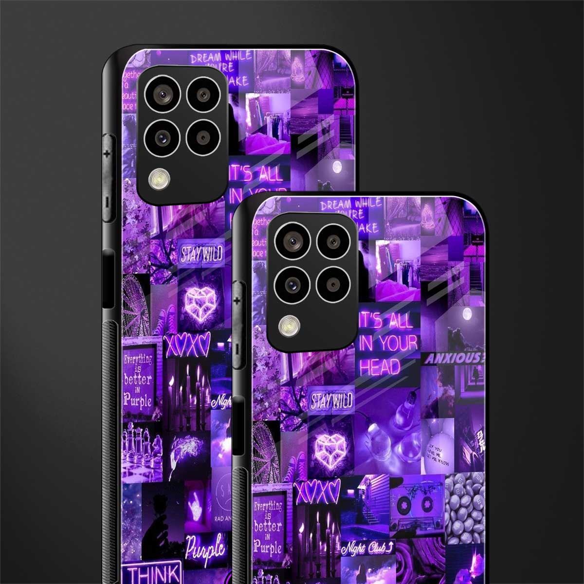 purple collage aesthetic back phone cover | glass case for samsung galaxy m33 5g