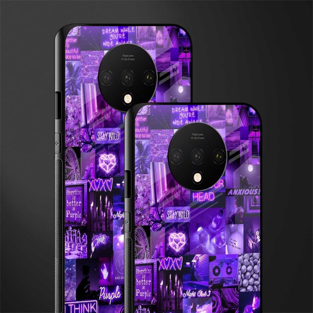 purple collage aesthetic glass case for oneplus 7t image-2