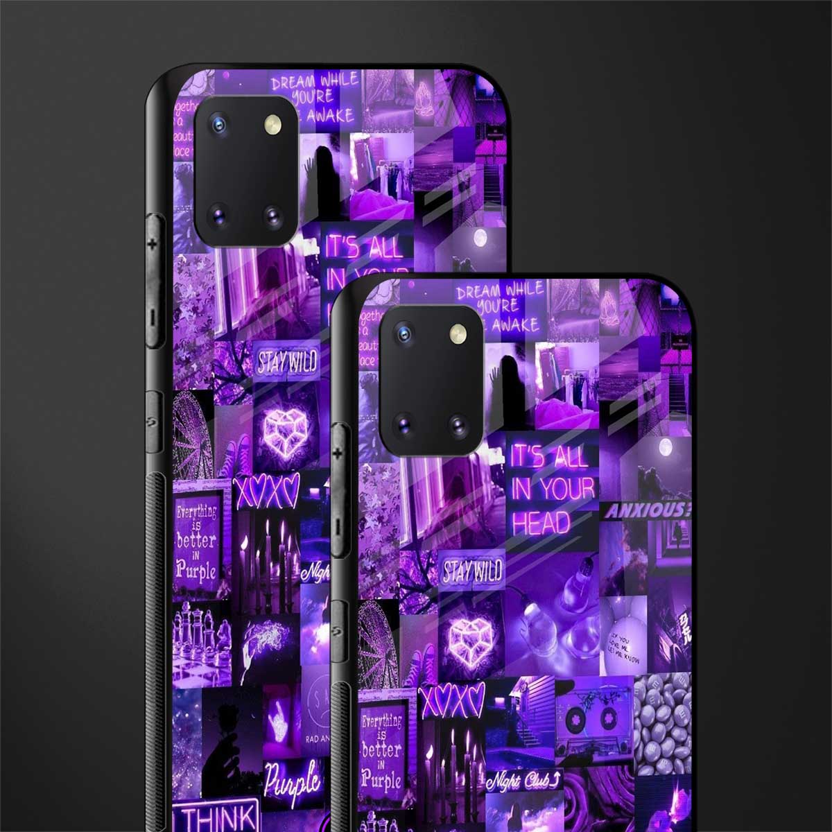 purple collage aesthetic glass case for samsung a81 image-2