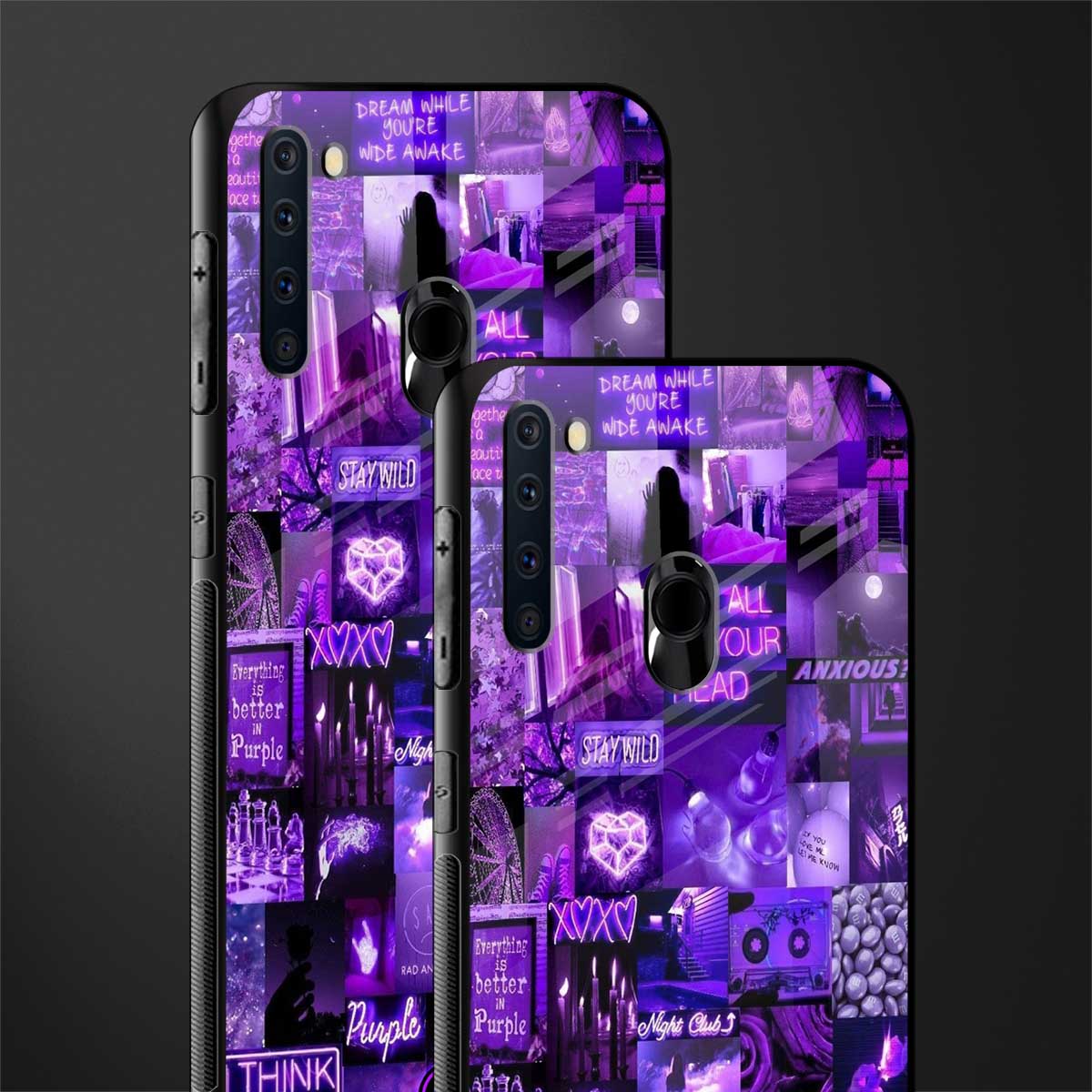 purple collage aesthetic glass case for samsung a21 image-2