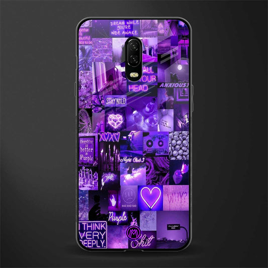purple collage aesthetic glass case for oneplus 6t image