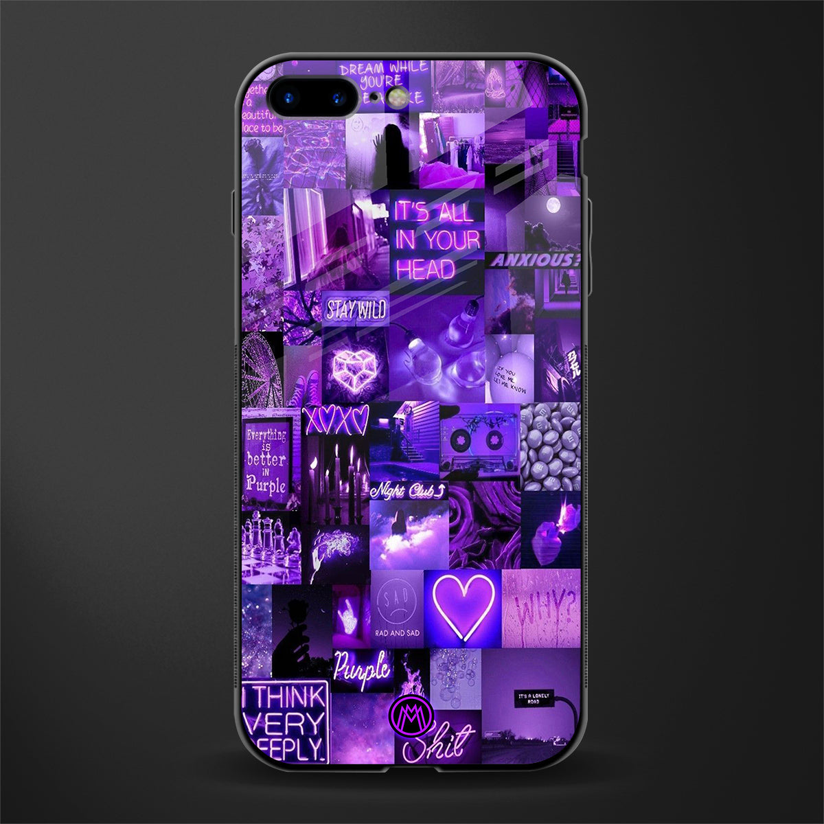 Purple Collage Aesthetic Phone Cover for iPhone Plus Glass