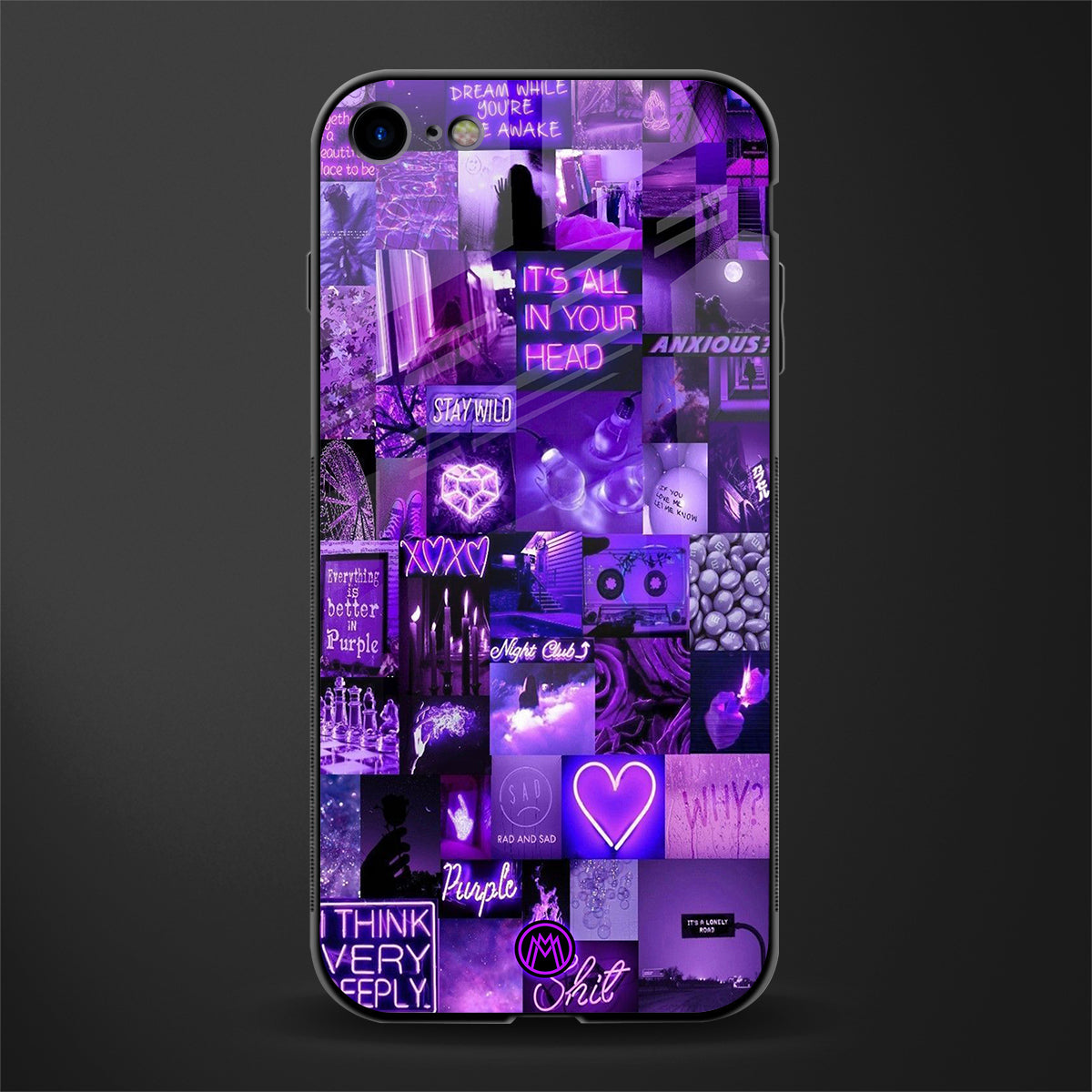 Purple Collage Aesthetic Phone Cover for iPhone Glass Case