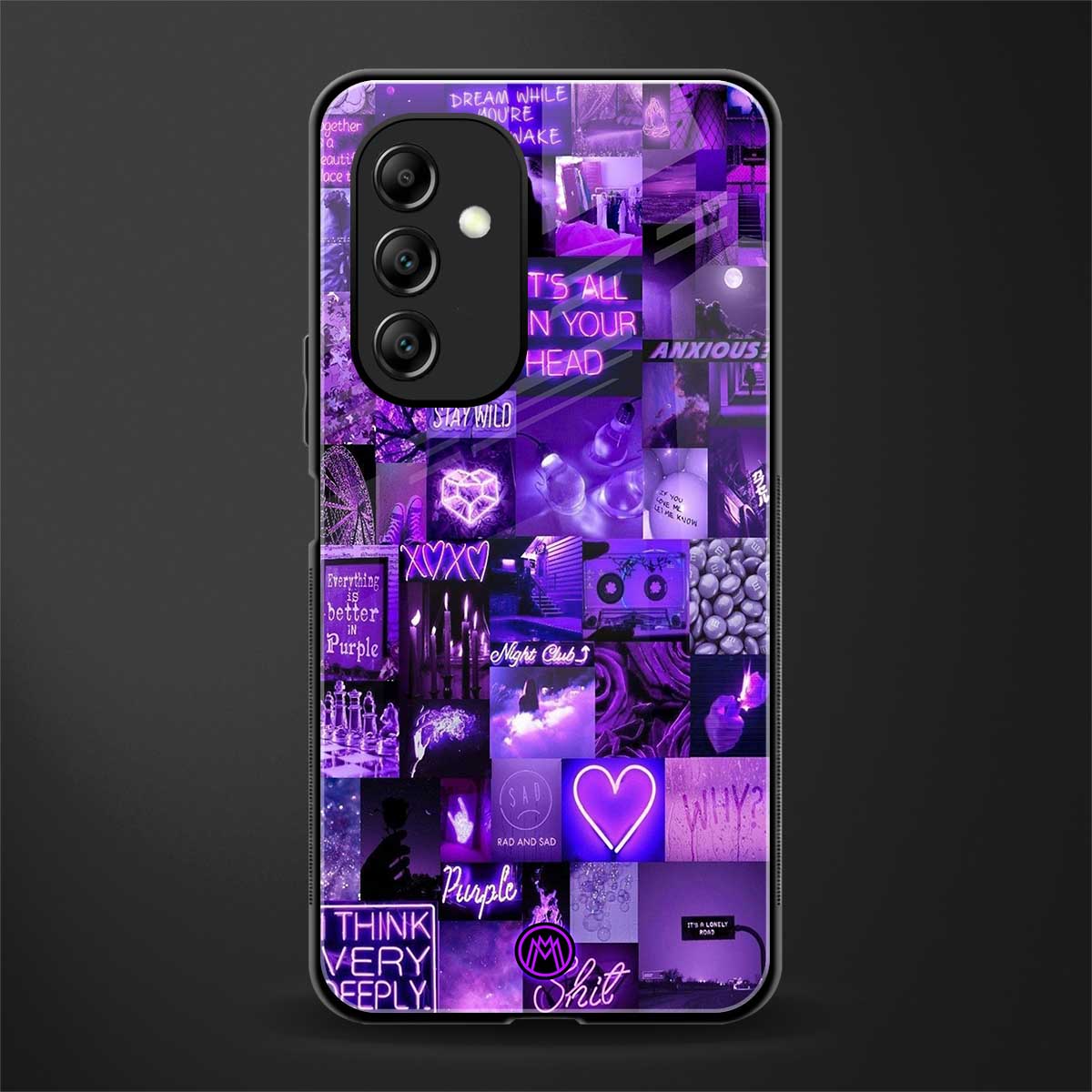 purple collage aesthetic back phone cover | glass case for samsung galaxy a14 5g