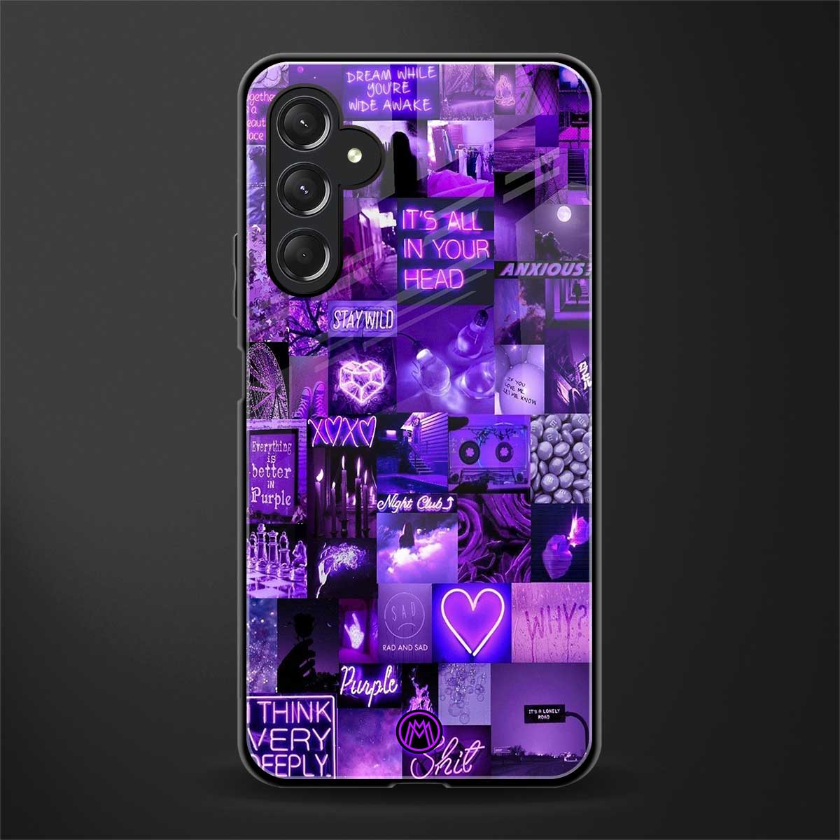 purple collage aesthetic back phone cover | glass case for samsun galaxy a24 4g