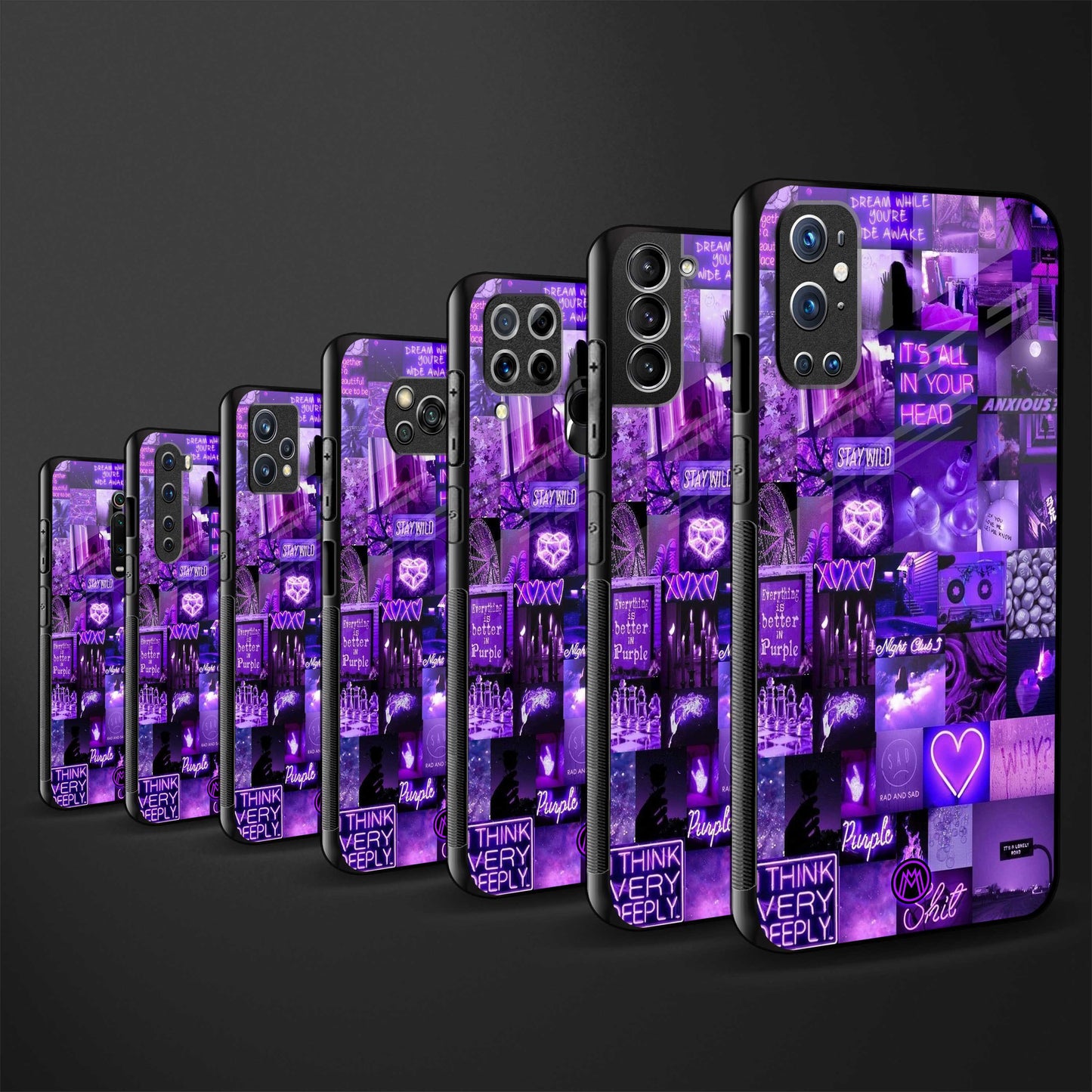 purple collage aesthetic glass case for oppo f19s image-3
