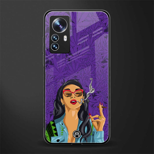 purple smoke back phone cover | glass case for xiaomi 12 pro
