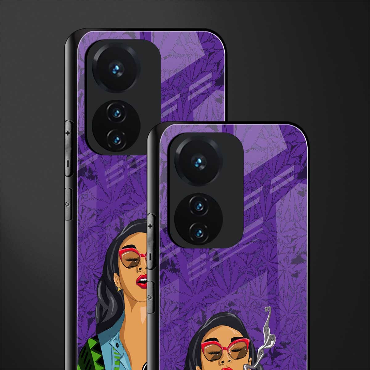 purple smoke back phone cover | glass case for vivo t1 44w 4g