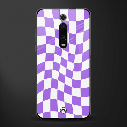 purple white trippy check pattern glass case for redmi k20 image