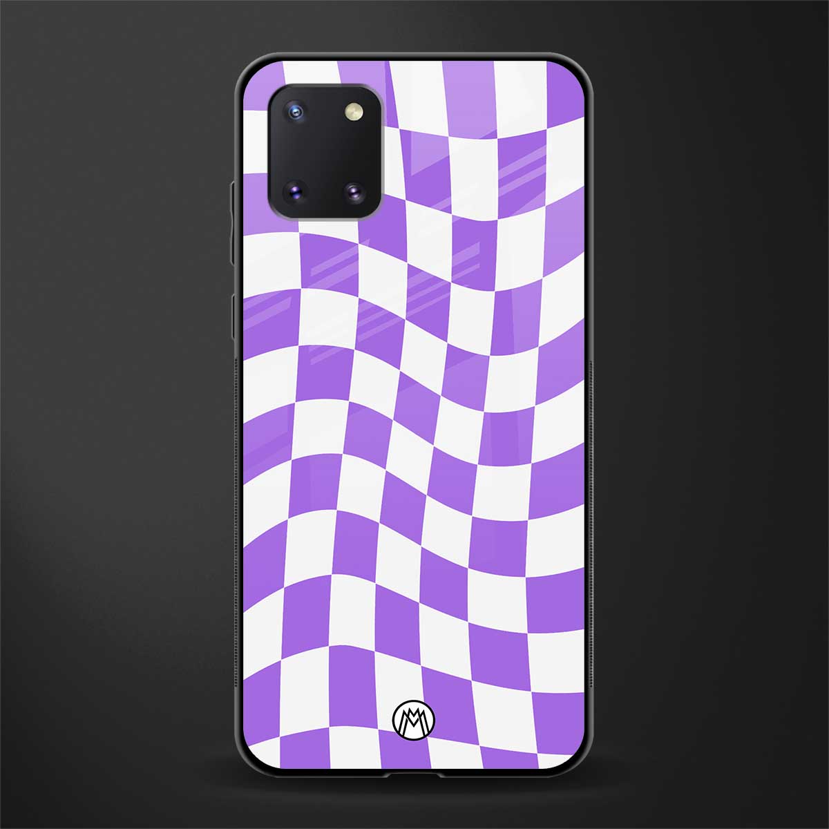 purple white trippy check pattern glass case for samsung galaxy note 10 lite image