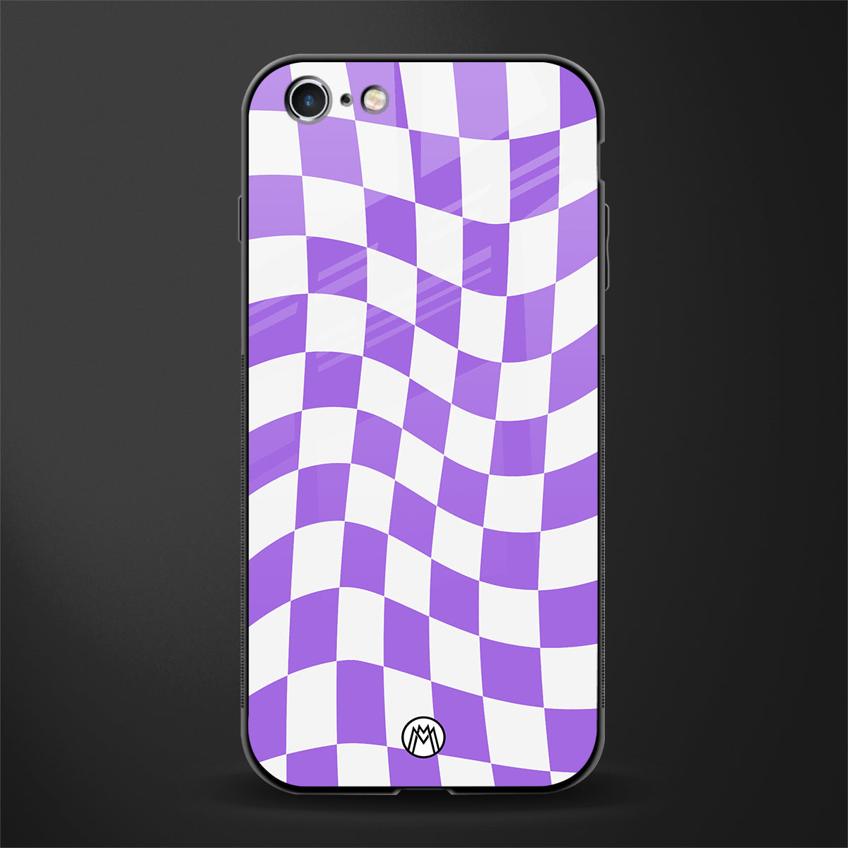 purple white trippy check pattern glass case for iphone 6s plus image