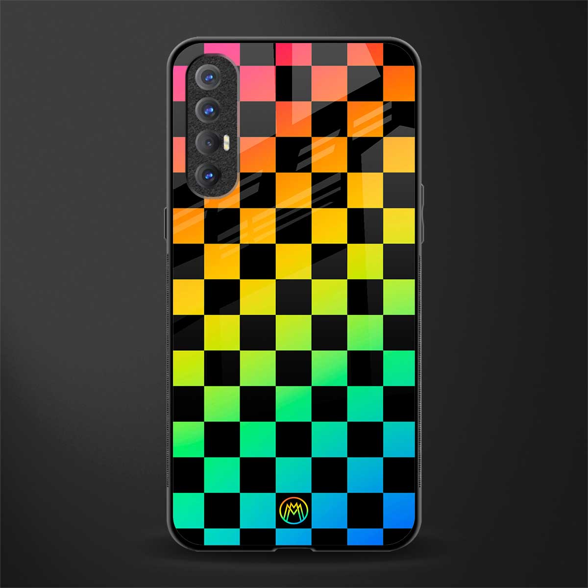 rainbow check pattern glass case for oppo reno 3 pro image